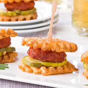 Barbecue Chicken Waffle Sliders