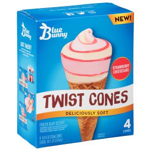 Blue Bunny - Twist Cone Strawberry Cheesecake